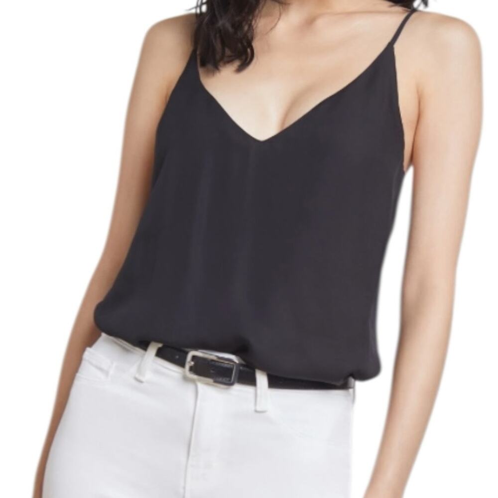 Lagence size small silk Black V-Neck Spaghetti Strap Women's Top